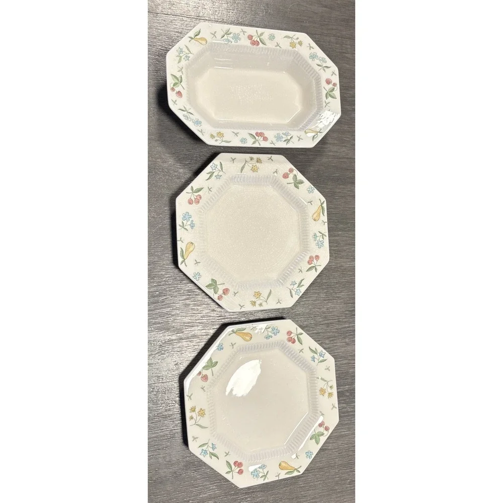 Independence Ironstone 3 PCS OLD‎ ORCHARD 2 Salad Plate 1 Serving Bowl VTG Japan